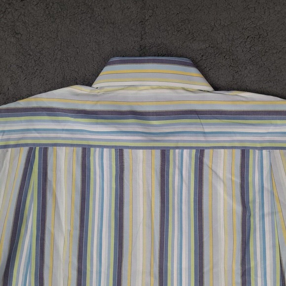 Bachrach Shirt Men's Large Blue White Striped Button Down Long Sleeve - Picture 8 of 12